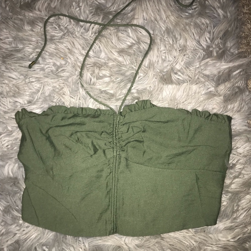 Green Halter Crop Top